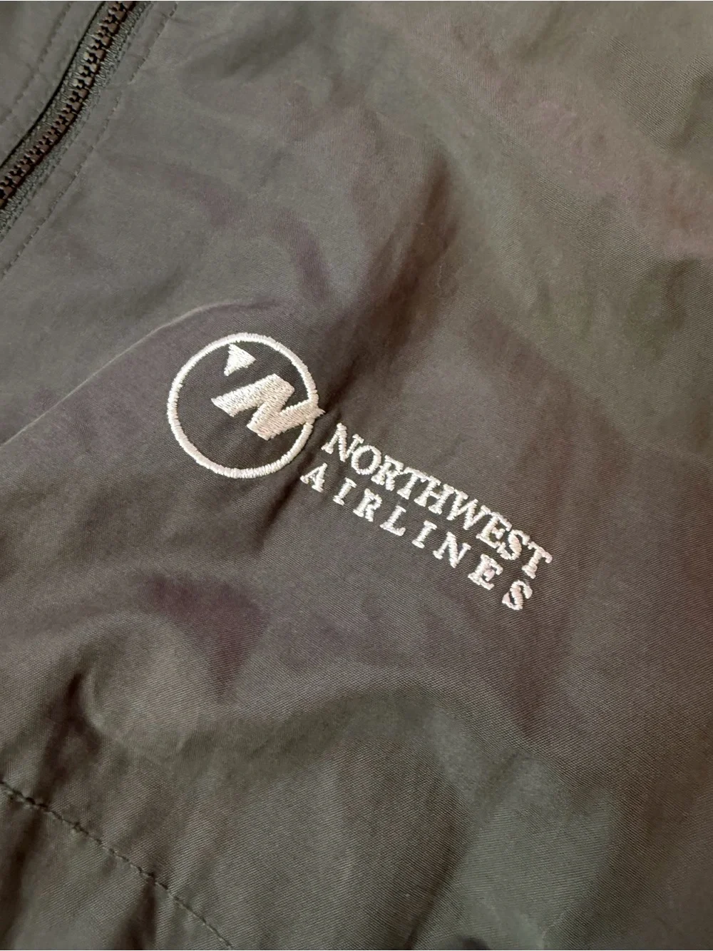 Vintage Y2K Northwest Airlines Windbreaker Jacket Brown‎ 2X Full Zip
